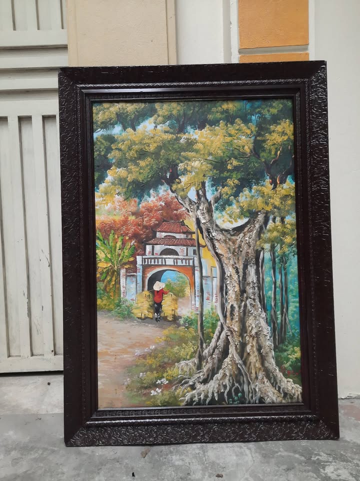 Tranh sơn dầu cây đa cổng làng Việt Nam — original_uncropped