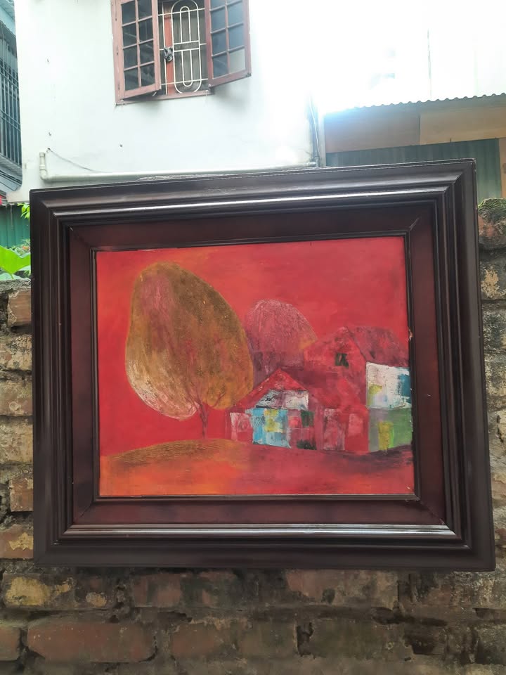 Tranh nghệ thuật trừu tượng phong cảnh đỏ — original_uncropped