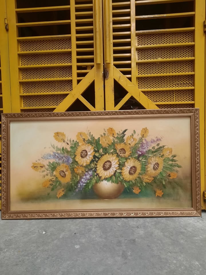 Tranh sơn dầu bình hoa hướng dương rực rỡ — original_uncropped