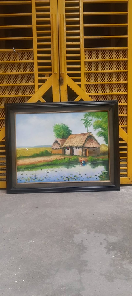 Tranh phong cảnh làng quê bên ao sen — original_uncropped