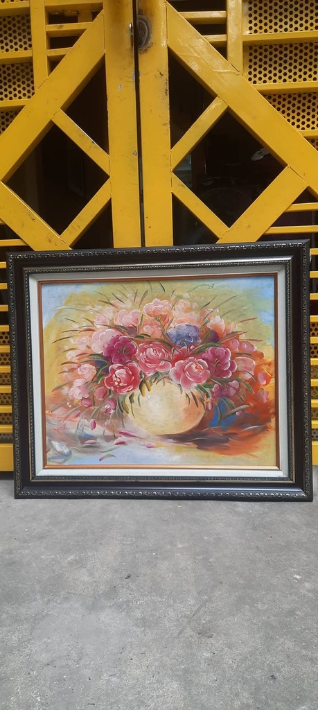 Tranh tĩnh vật bình hoa hồng cổ điển — original_uncropped