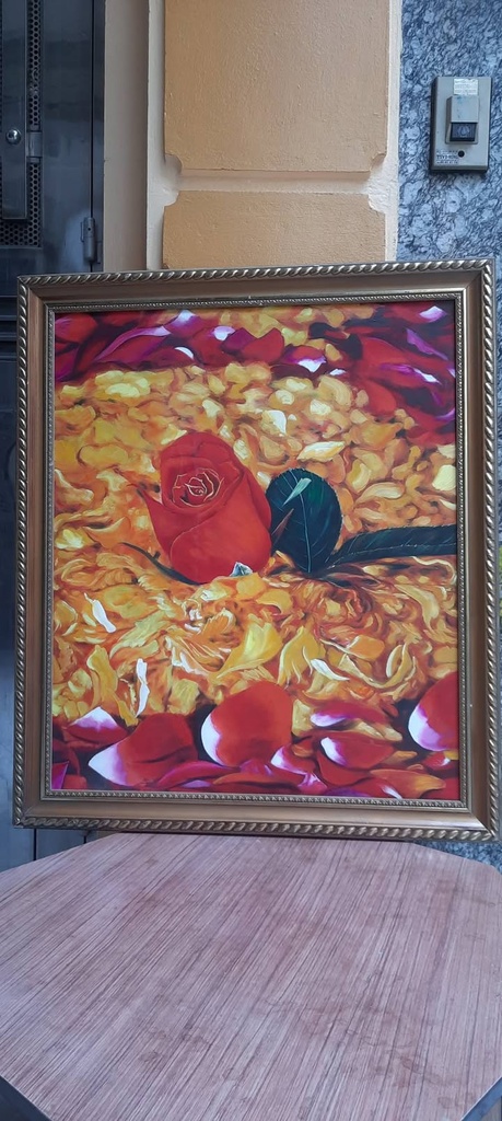 Tranh nghệ thuật đóa hoa hồng đỏ rực — original_uncropped