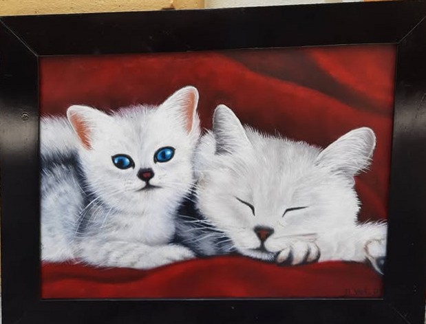 Tranh đôi mèo con dễ thương